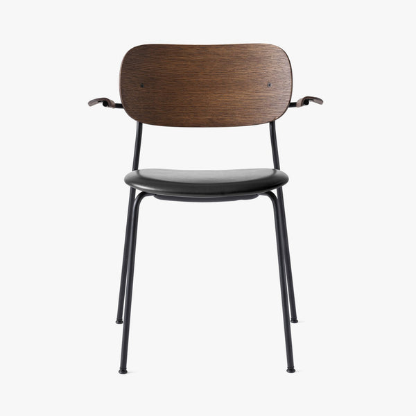 Co Chair w/Armrest | Dark Oak / Black Leather