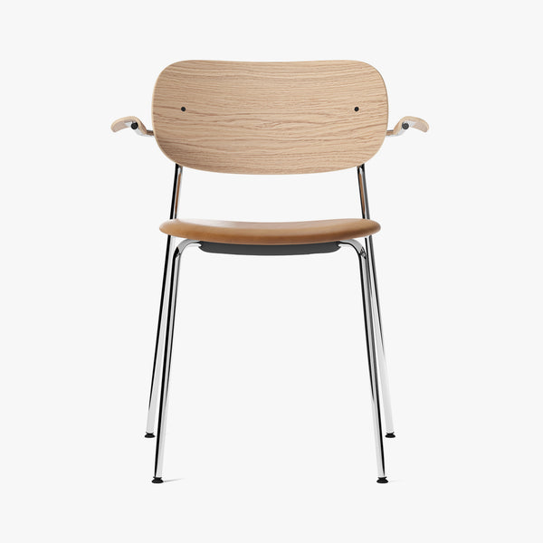 Co Chair w/Armrest | Natural Oak / Cognac Leather