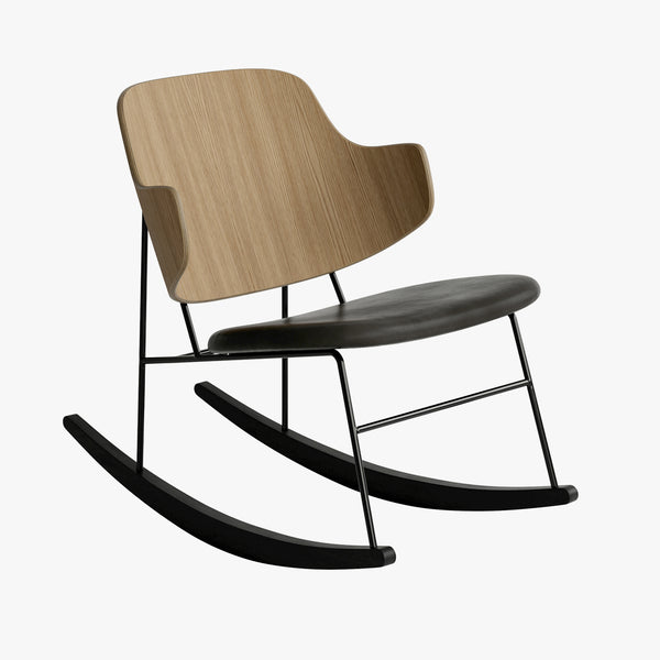 Penguin Rocking Chair | Natural Oak / Black Leather