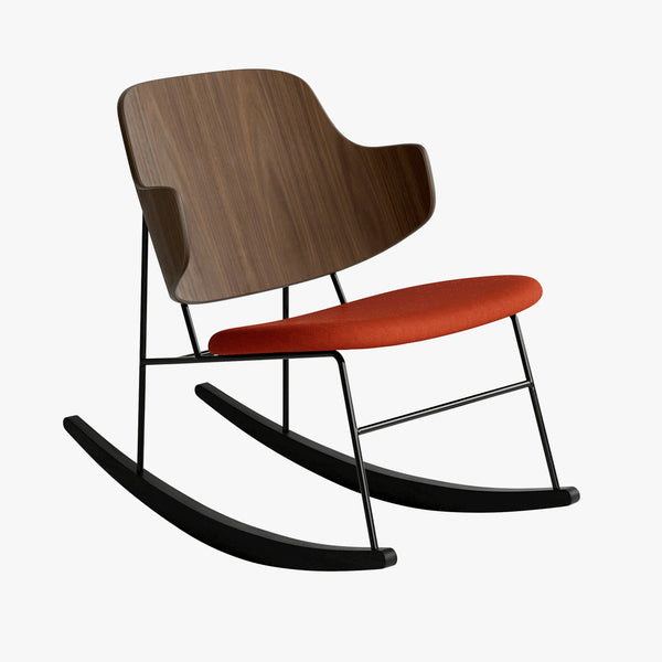 Penguin Rocking Chair | Walnut / Red Fabric