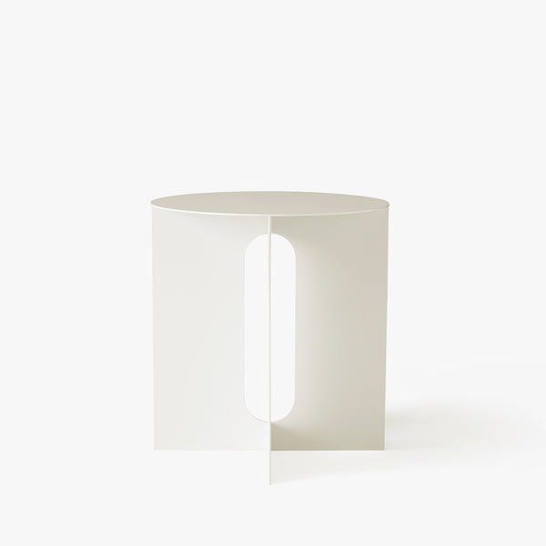Androgyne Side Table, Ø40 | Ivory Steel