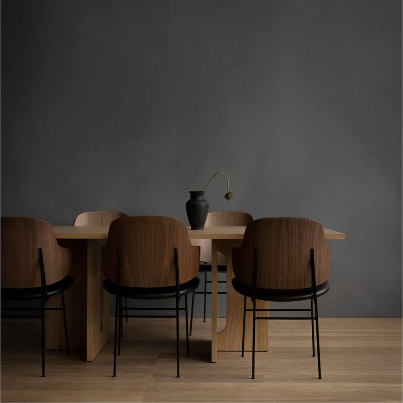 Penguin Dining Chair | Walnut / Black Leather