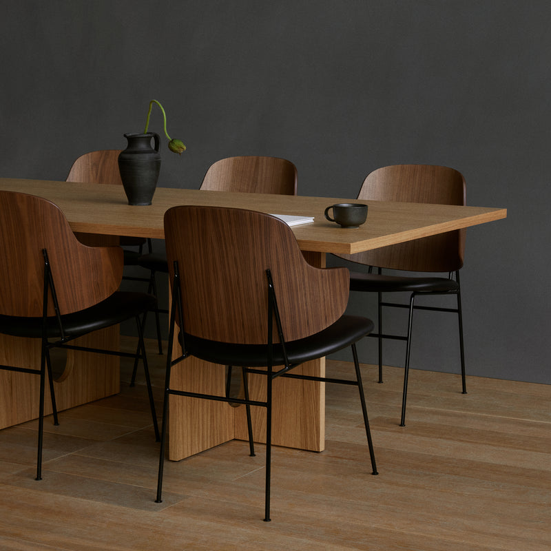 Penguin Dining Chair | Walnut / Black Leather