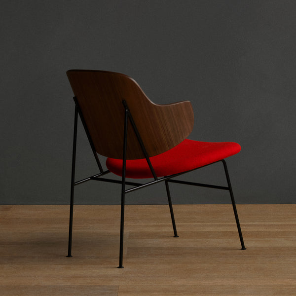 Penguin Lounge Chair | Walnut / Red Fabric